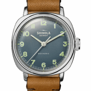 Shinola Mechanic 39mm case steel blue dial leather strap