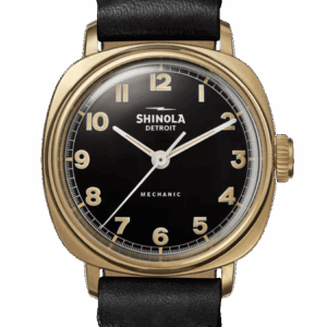 Shinola Mechanic 39mm case black dial leather strap