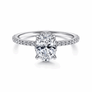 18k White Gold IGI 3.00 carat F VS1 Oval Brilliant Lab Diamond Ring