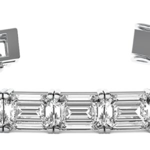 14k white gold Emerald Cut Lab Diamond Tennis Bracelet, 4.54 carats