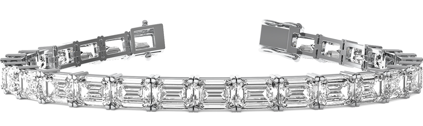 14k white gold Emerald Cut Lab Diamond Tennis Bracelet, 4.54 carats