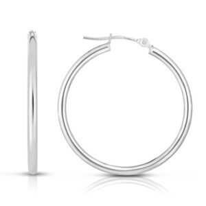 14k white gold u-wire 35mm hoop earring
